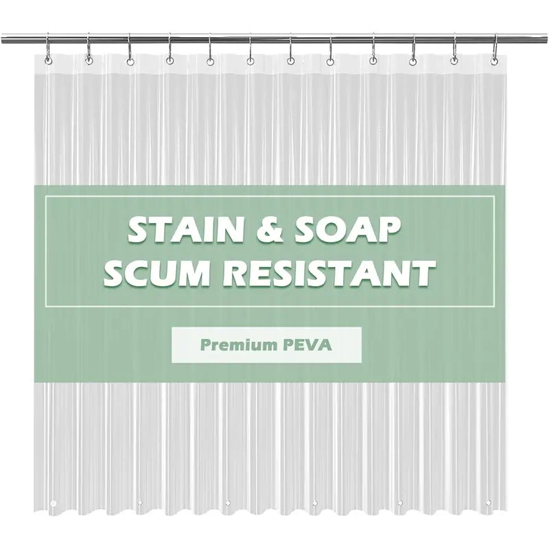 Waterproof Modern Straight PEVA Shower Curtain Liner, 72x72 in Lightweight Design with 12 Rust-Proof Metal Grommets for Grommet Hang Bathroom Use [New Deal]