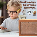 Wooden Money Saving Box for Cash, $10K Savings Challenge Piggy Bank, Gift for Kids Teens Adults, Decorative Cash Vault for Home Office Decor Cash Coin Jar Coin Bank