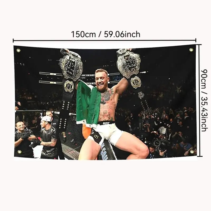 Conor Mcgregor Boxing Flag Poster, Durable Men Cave Wall Banner with Brass Grommets, 3x5 Feet, Ideal for Dorm Room Decor, Outdoor Events