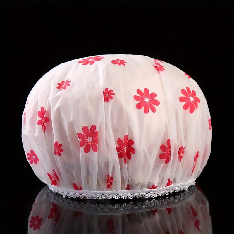 4-Count Waterproof Shower Cap Set, Reusable Shower Cap, Thickened Shower Caps, Plastic Shower Caps, Spa & Hair Salon Grade, Oil-Proof for Kitchen Use, Bathroom Accessories