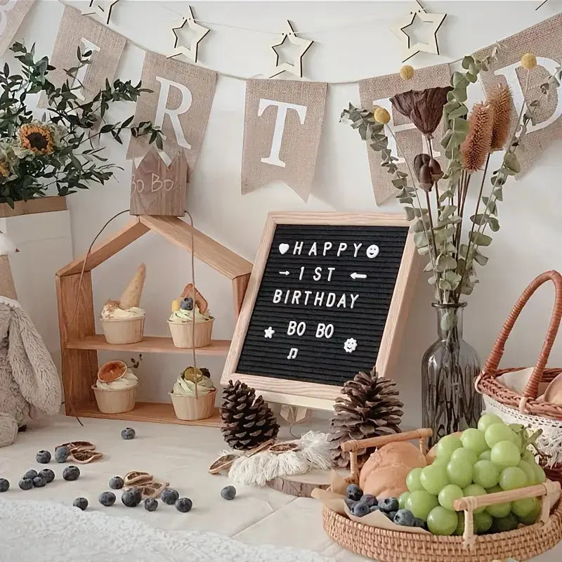 Felt Letter Board Set for Personalized Messages and Notes, with 340 Letters and Symbols, Stand and Storage Bag, Suitable for Home, Office, Party & Wedding Decor, Announcements, Wooden Home Sign, Home Decor Products