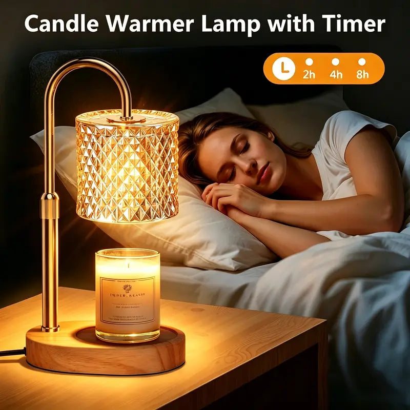 Adjustable Height Candle Warmer Lamp with Timer, Dimmer Control & 2 Heating Bulbs - Electric Light for Wax Melts & Jar Candles, Aesthetic Home Decor, Room Decorations, Apartment Accessories, Ideal Housewarming Gift