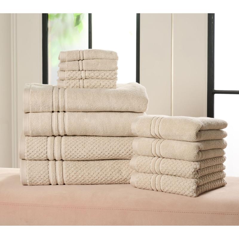 Home Reflections 100% Cotton Solid & Texture 12-pc Towel Set