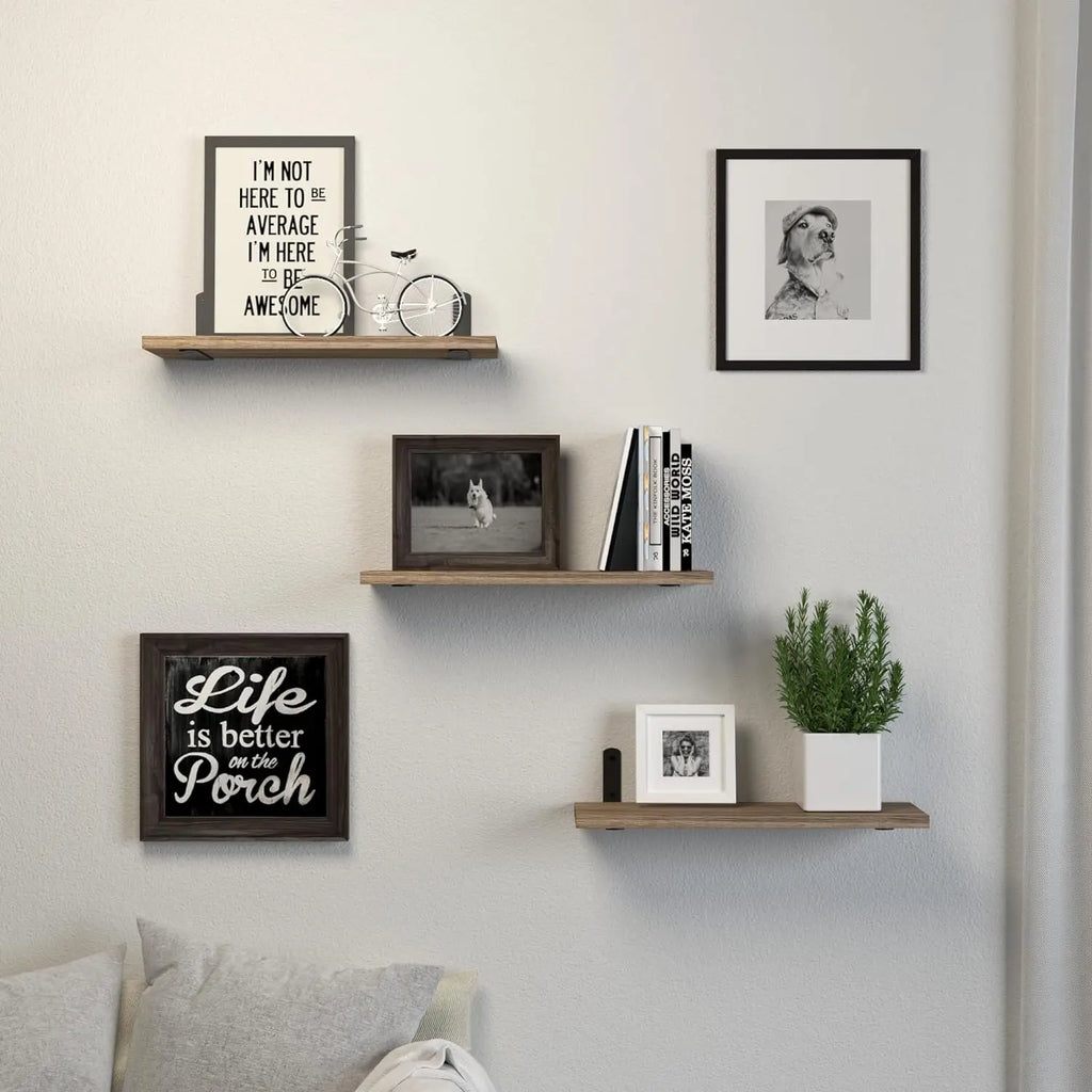 Wooden Floating Shelf Set (3 Pieces), Wall-Mounted Shelf Unit, Wall Decor Rack, Country Style Bedroom Storage, Bathroom Organizer, Living Room Bookshelf, Wooden Shelf for Wall