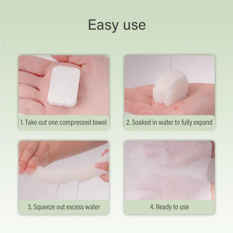 Unifree Compressed Towel Tablets - XL Soft, Eco-Friendly, Biodegradable Plant Fiber Disposable Face Towels - Individually Wrapped, Portable, Multi-Purpose for Travel, Camping, Hotel Stays,