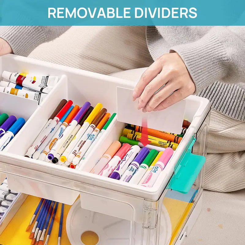 Vtopmart 1/2/4-Pack 24QT Transparent Multifunctional Storage Bin with Removable Trays, Adjustable Dividers, Flip Top & Lockable Lid, BPA-Free Dustproof Home Organizer for Art Supplies, Homeschool Needs, Preschool Use, TikTokShopFallDealsForYou