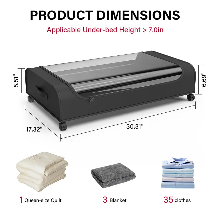 Under Bed Storage With Wheels, Under Bed Storage Containers, Under Bed Shoe Storage Organizer, Rolling Under Bed Metal Drawers For Clothes, Blankets
