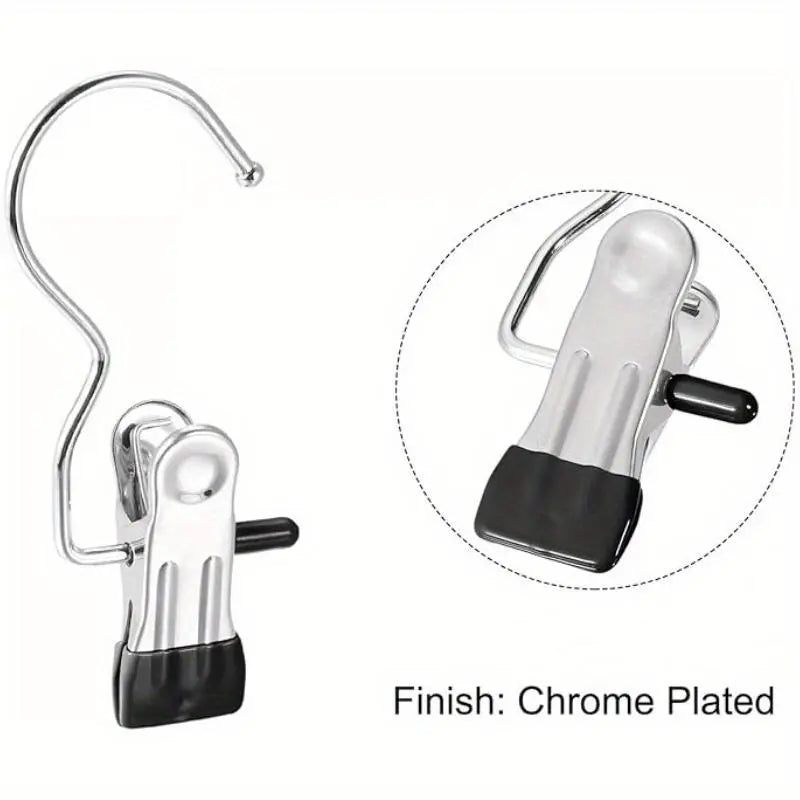 Space-Saving Hangers with 10/20 pcs Multi-Functional Stainless Steel Clips, Multifunctional Clothes Hanger, Rotatable Clothes Hanger, Pants Hangers with Clips, Clip Hangers for Pants, 360° Rotating Portable Closet Organizer, Essential Laundry Accessory