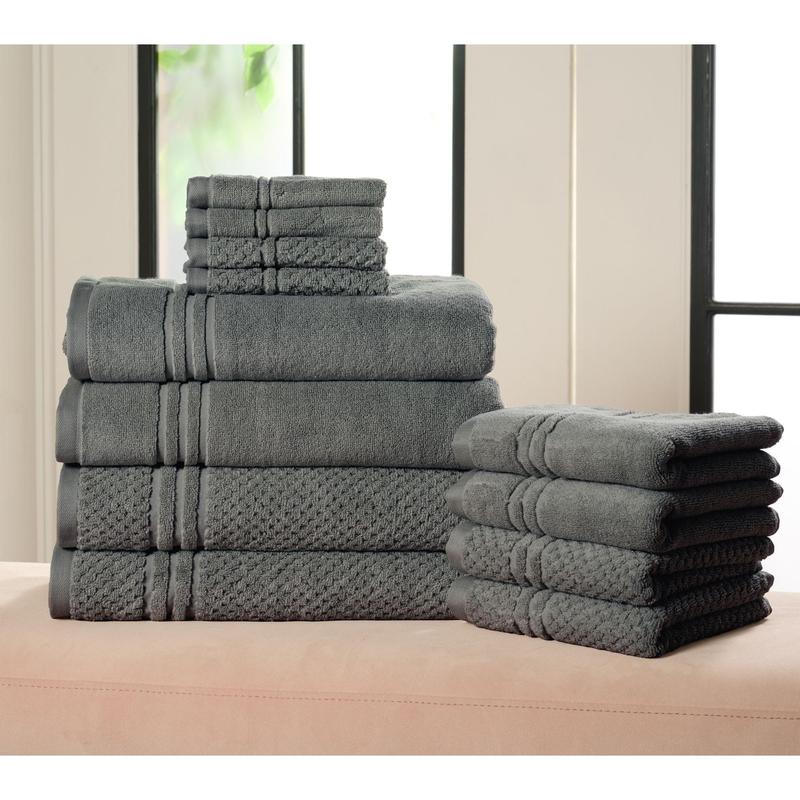Home Reflections 100% Cotton Solid & Texture 12-pc Towel Set