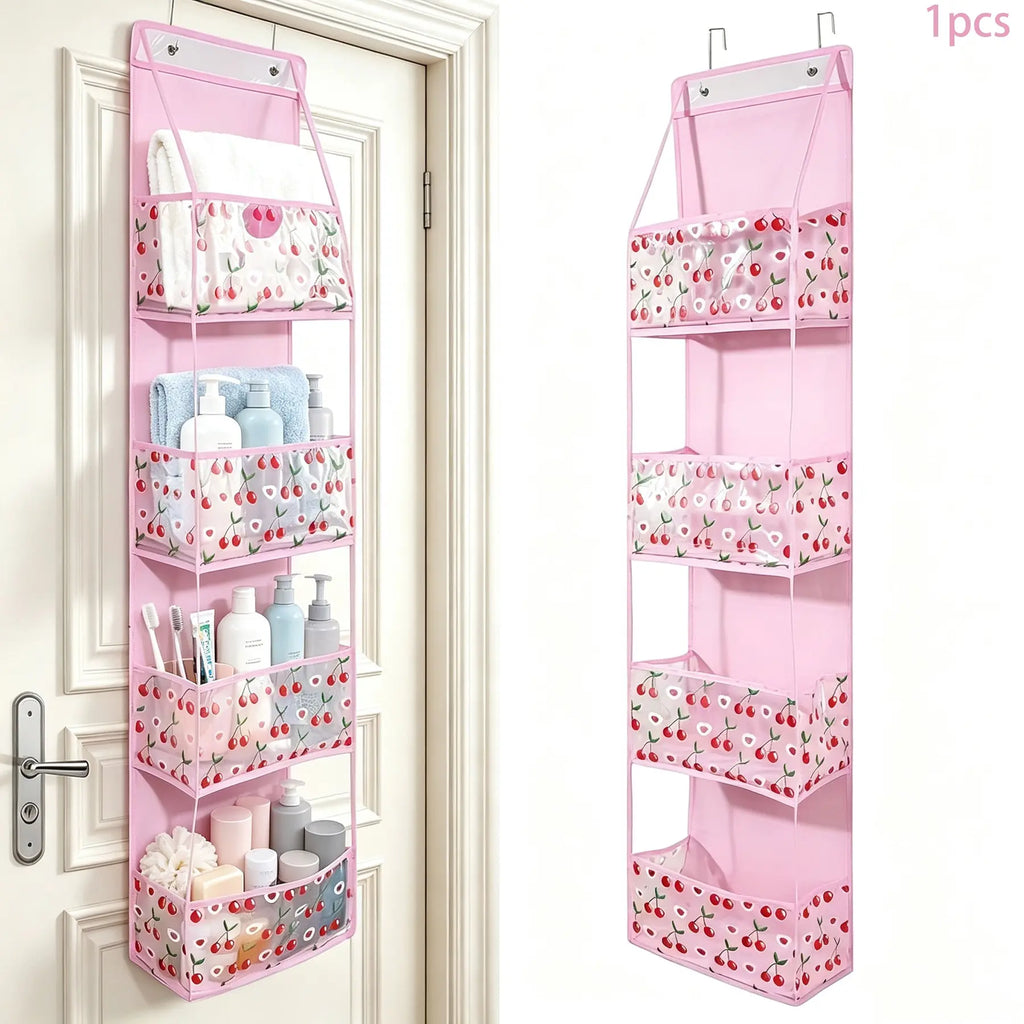 1 Pack Over Door Organizer with 4 Large Pockets Hanging Storage Organizer Hangable with Clear Window Kids Toys, Shoes, Diapers