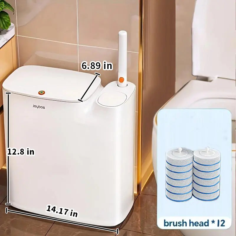 Bathroom Trash Can, 2-in-1 Bathroom Trash Can with Disposable Toilet Brush, Waterproof Slim Waste Bin with Removable Inner Bucket, Disposable Toilet Cleaning Kit, Space-Saving for powder room
