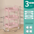 Kitchen Cart Bedroom Storage Cart Small Table Bedside Office Cart, Rolling Cart Stand 3-Tier Multi-Purpose Metal Storage Organizer Rack Kitchen Office Home Books Baby Toy Cart Stand