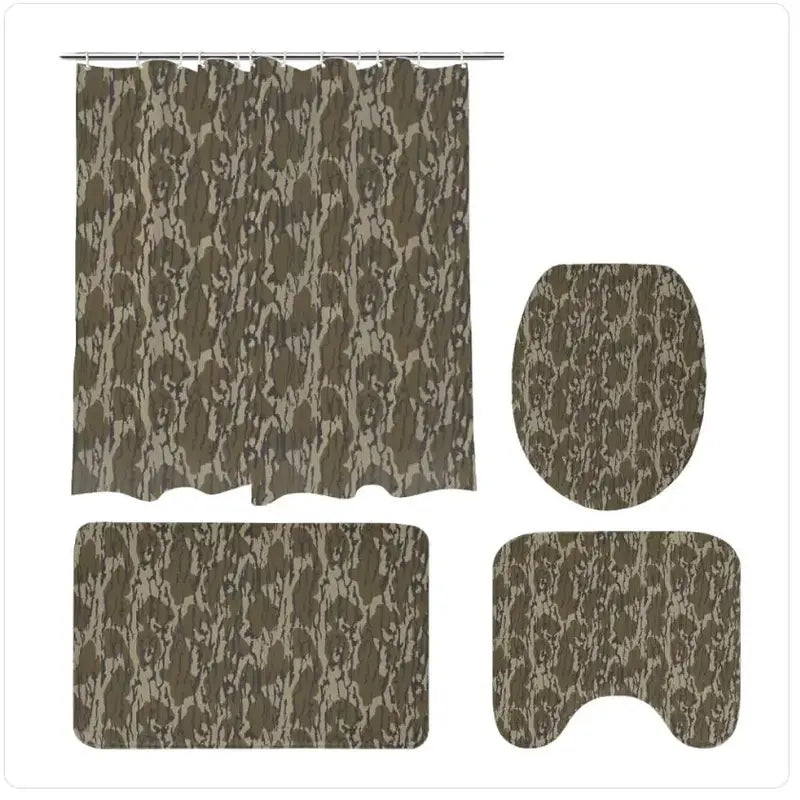 Original Bottomland Everything Bottom Lands Camo 4-Piece Bathroom Set Polyester - Mats with Camouflage Design