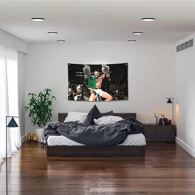 Conor Mcgregor Boxing Flag Poster, Durable Men Cave Wall Banner with Brass Grommets, 3x5 Feet, Ideal for Dorm Room Decor, Outdoor Events