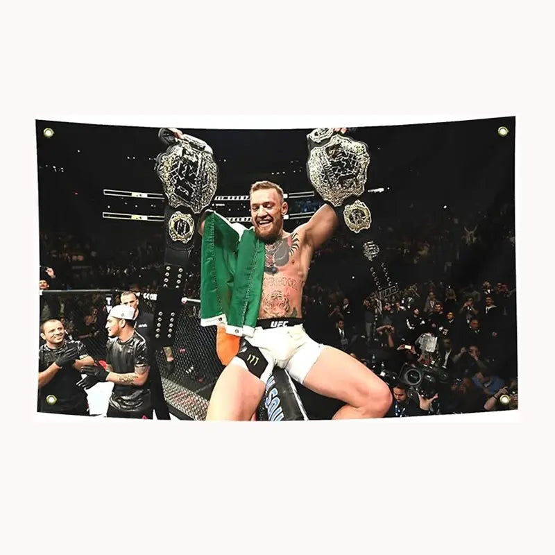 Conor Mcgregor Boxing Flag Poster, Durable Men Cave Wall Banner with Brass Grommets, 3x5 Feet, Ideal for Dorm Room Decor, Outdoor Events
