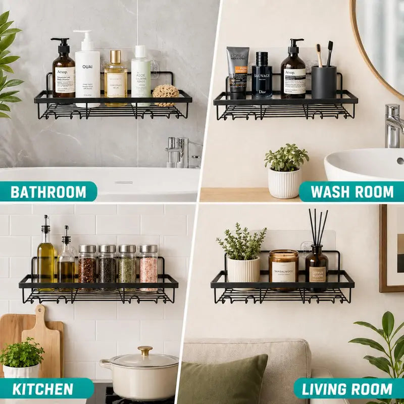 【DealsForYouDays】Snofrid Stainless Steel Shower Caddy 6-Pack, Modern Sturdy Shelves Keep Bottles Steady, Advanced Rustproof Waterproof Bath Accessories, No-Drilling Adhesive Shelves with Soap & Toothbrush Holders, Large-Capacity Wall-Mounted Organizer, Me