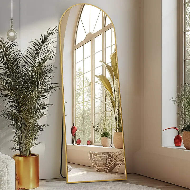 Sweetcrispy Thin Aluminum Alloy Frame Full-Length Mirror - Nano HD Glass, Standing-Hanging-Leaning Wall Options with Stand, Mirrors Full Length for Decor for Bedroom, Unique Room Decor, Apartment Accessories, Home Goods