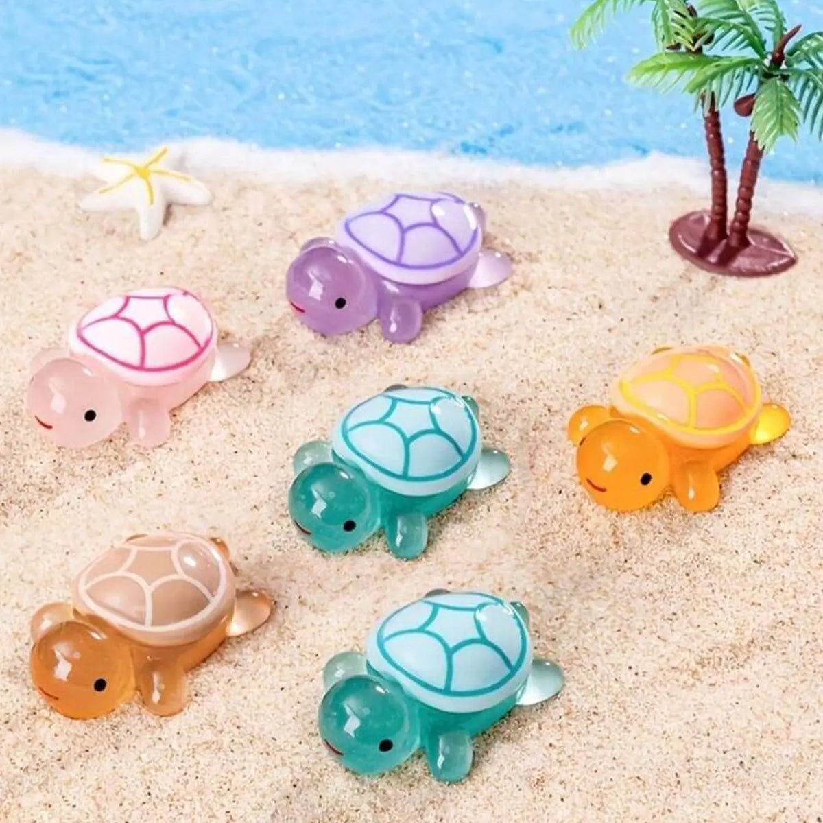 30-Piece Glow-in-the-Dark 3D Turtle Figurines, Colorful Translucent Plastic Decorations for DIY Crafts, Party Favors, Beach-Themed Events, Christmas and Halloween Decor, Gifts for Children, Decorative Figurines