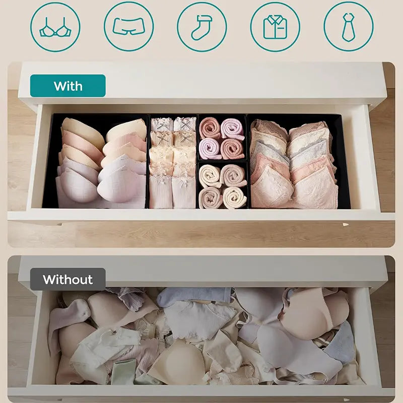 STOWM 12 or 6-Pack Foldable Fabric Drawer Organizer Dividers - Durable Lightweight Home Organizer Storage with Compartments, Fabric Storage Units for Underwear, Socks, Lingerie, Pink Closet Clothing Bins summerwins