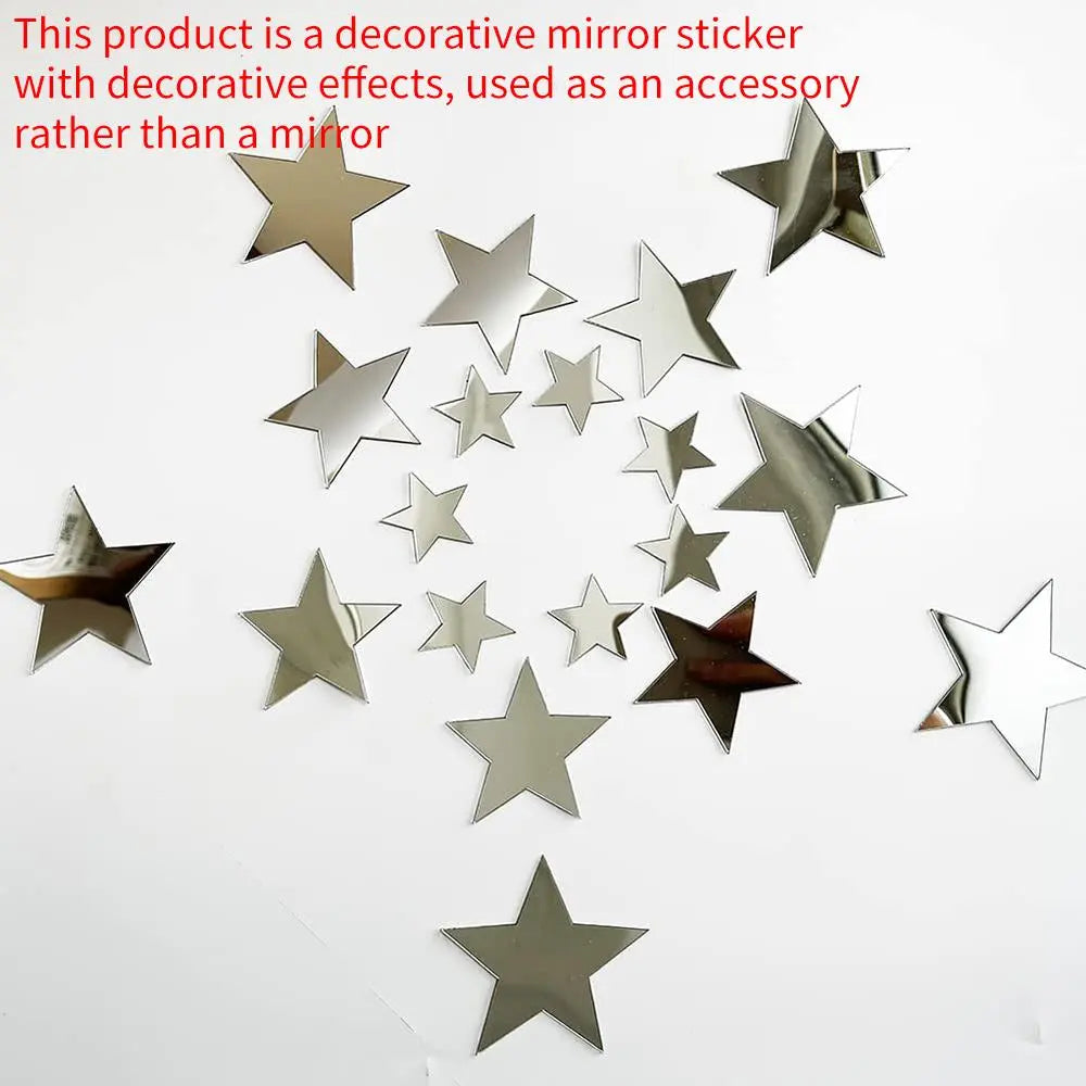 Acrylic Mirror Wall Decorative Stickers, 40pcs/set Star Shaped Wall Tiles Sticker, 3 Different Sizes Star Sticker, Self Adhesive Wall Decals, Summer Gifts, Decoration, Door Decorations