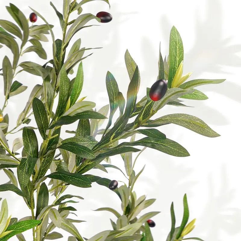 VITALISMO Fluffy 6-8ft Artificial Olive Tree - Fake Potted Tree with Branches, Leaves & Fruits, Artificial Plants for Bedroom Decor, Garage, Wardrobe (Home Decor Accessory)