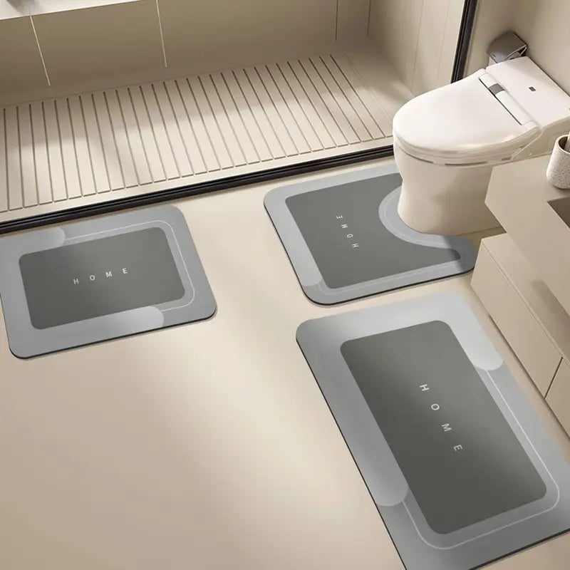 Quick Drying & Water Absorbent Bathroom Rugs 3 Piece, Anti-Slip Rubber Back Bath Mats, U Contour Toilet Rug, Sturdy Floor Mats for Shower, Tub, Bathroom and Kitchen
