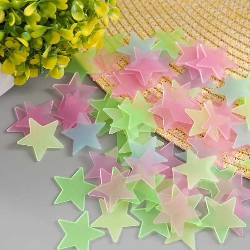 Luminous Decorative PVC Glow-in-the-Dark Star Stickers, 2-Sheet Pack, for Kids' Room Ceilings and Walls