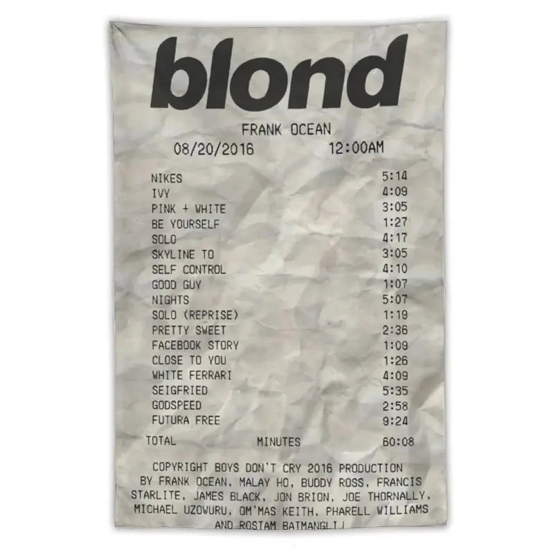 Frank Ocean Blond Flag Art Music Album Tapestry, Signature Print Decorative Polyester Tapestry, Wall Hanging Banner, Room Accessories for Bedroom & College Dorm Decor, White Room Decoration Gift, Wall Decor, Home Wall Hanging, Wall Flag 3*5 flag