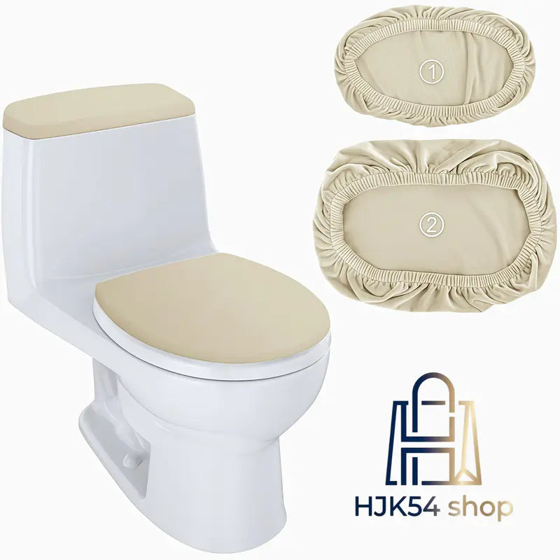 Velvet Softness Toilet Seat & Tank Cover Set, Elastic-Fit Washable Fabric Winter Cushion Covers, Warm Bathroom Protector That Fits Most Sizes Standard Toilets,sohochic