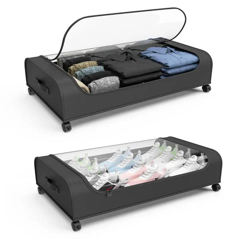 Under Bed Storage With Wheels, Under Bed Storage Containers, Under Bed Shoe Storage Organizer, Rolling Under Bed Metal Drawers For Clothes, Blankets