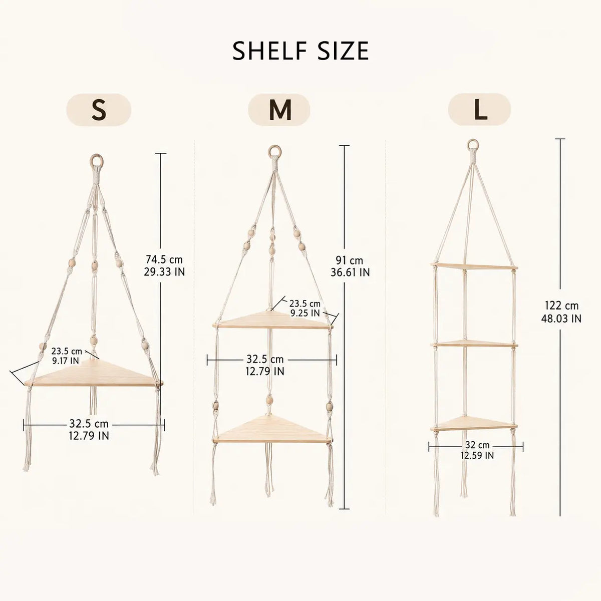 Wooden Wall-Mounted Space Saving Design Hanging Rack, 1 Count Boho Triangle Corner Wall Shelf, Home Decor for Bedroom, Living Room or Study, Shelfs For Wall #GLOBAL PICKS