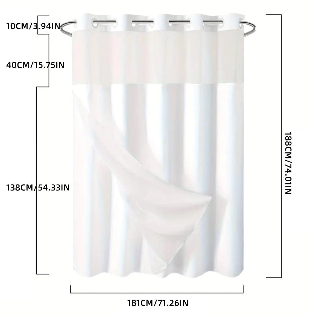Double Layer Waterproof Decorative Protective Barrier Aesthetic Shower Curtain with Liner, Removable Snap Design, Easy Installation, Bathroom Essential