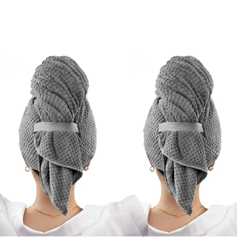 Hair Drying Towel, Plopping Towel Curly Hair, Solid-Colored Soft & Absorbent Microfiber Hair Wrap with Elastic Strap, Large Hair Turban Towel for Wet Hair, Travel Towels