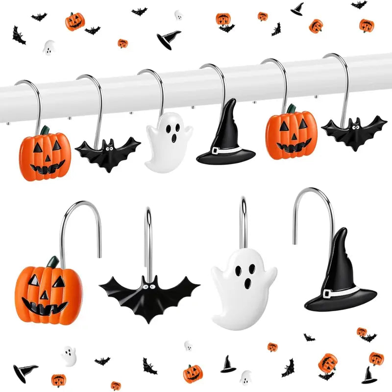 12Pcs Highland Cow Shower Curtain Hooks, Rustproof Stainless Steel Smooth Glide, Farmhouse Western Bathroom Decor for Rustic Home Guest Bath, Cute Cow Lover Gift Fall Halloween