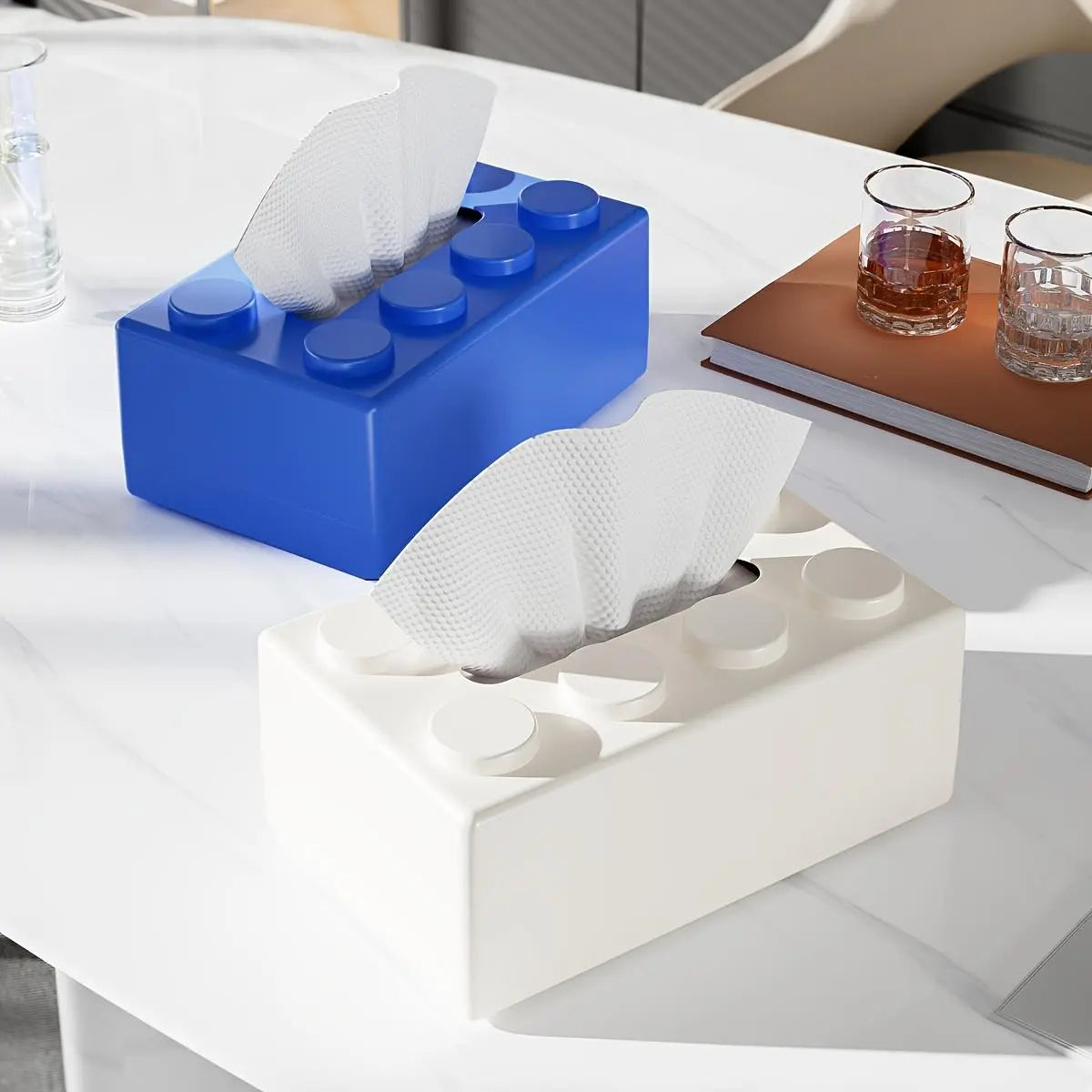 Creative Block Design Tissue Box, Desktop Tissue Holder, Wall Mounted Tissue Box, Decorative Tissue Holder for Home Kitchen Bedroom Living Room Dining Room, Bathroom Accessories Organizer, Bathroom Supplies
