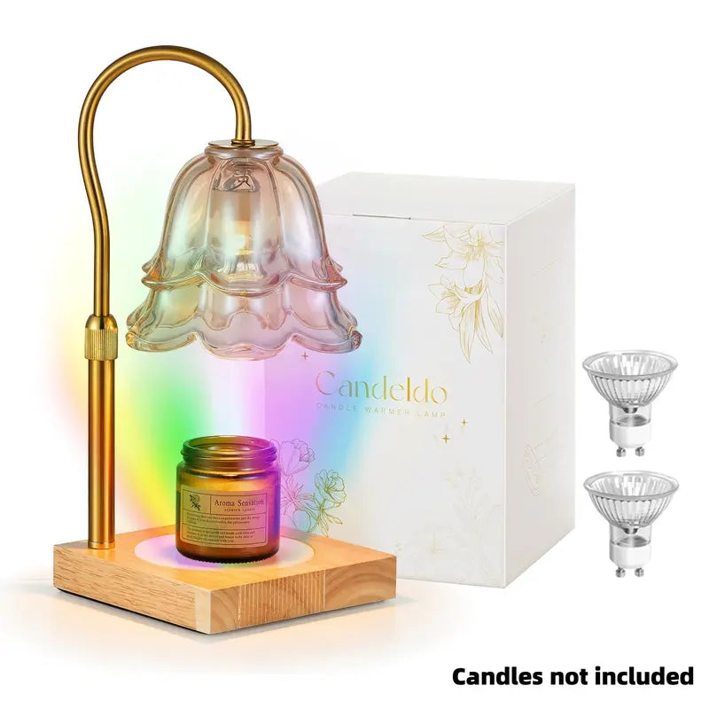 Candle Warmer Lamp, Lily of the Valley Flower Lamp, Height Adjustable with Timer, 2 Bulbs Included, Flameless Fragrance Lamp for Home Bedroom Decor, Ideal Gift for Mom Birthday