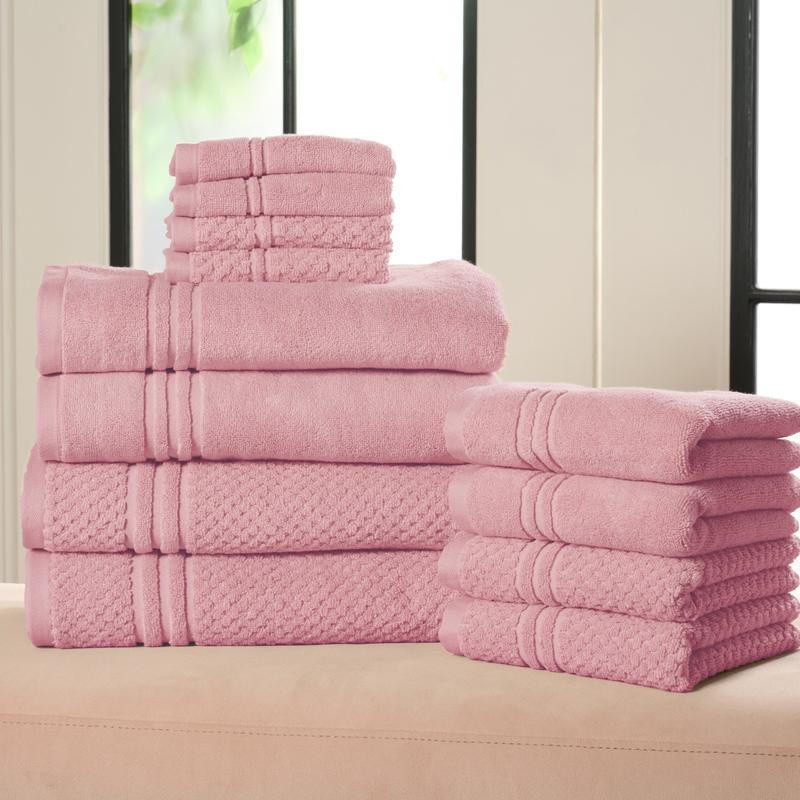 Home Reflections 100% Cotton Solid & Texture 12-pc Towel Set