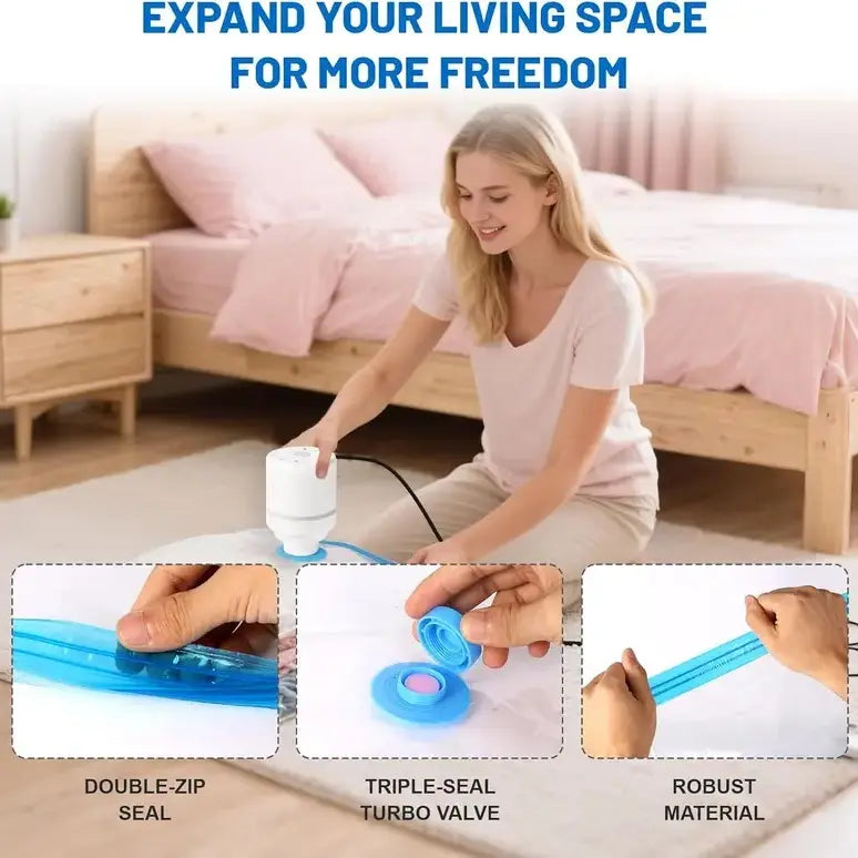 15 Pack Vacuum Seal Bags for Clothes Storage with Rechargeable Pump,Compression Bags for Packing Travel Luggage and Closet Organization summerwins