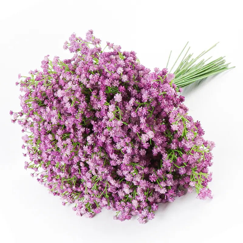 DEEMEI White Artificial Gypsophila Flower Bouquet with Faux Initial - Elegant Flower Bouquet Decorations for Wedding & Home Decor, Babys Breath