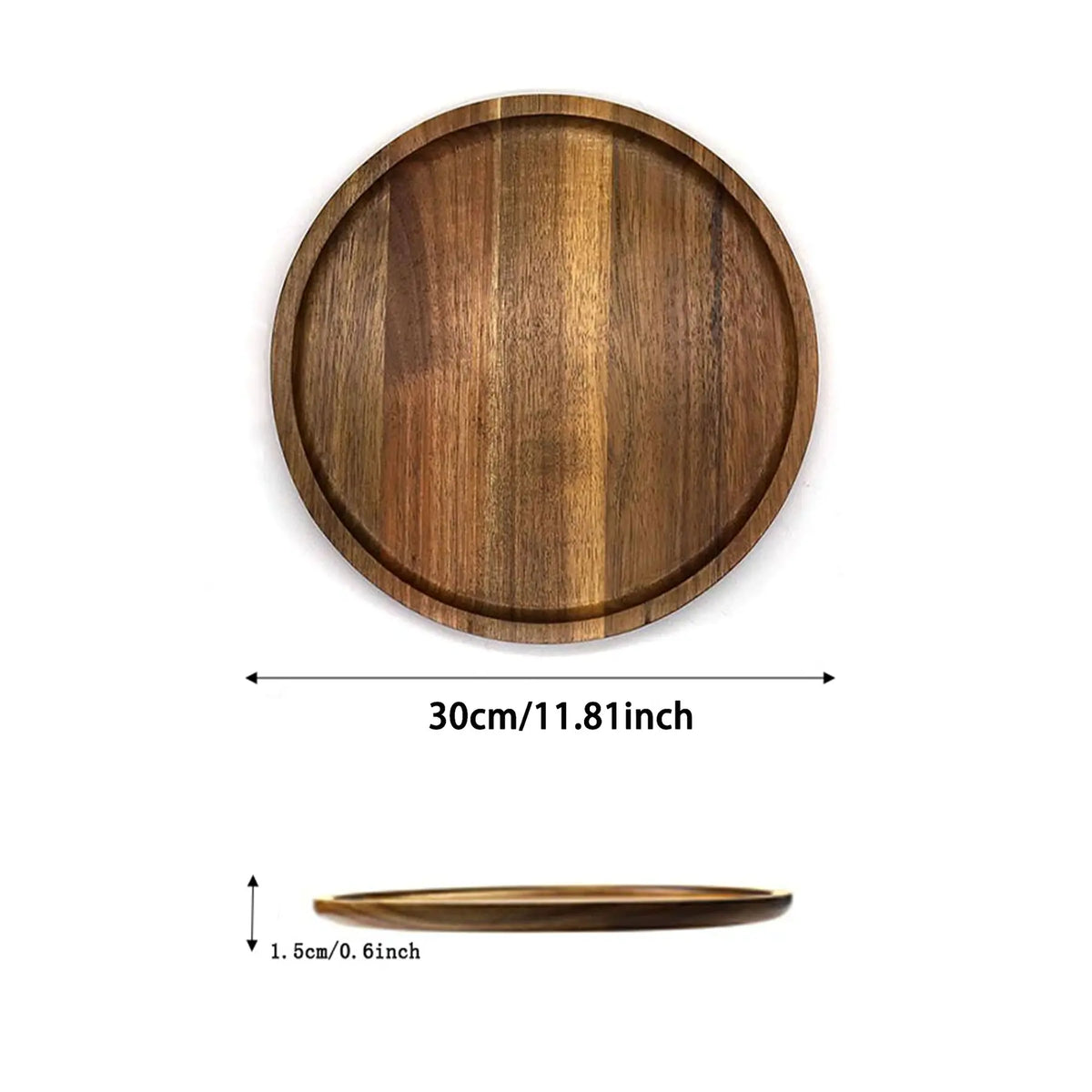 Wooden Round Storage Tray, 1-Piece Multifunctional Desktop Organizer for Bathroom, Bedroom & Living Room
