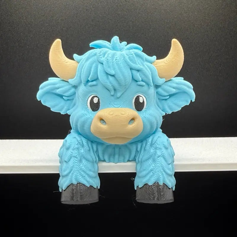 Highland Cow Monitor Buddy and Screen Sitter, 3D Printed Emotional Support Desk Companion and Office Decor