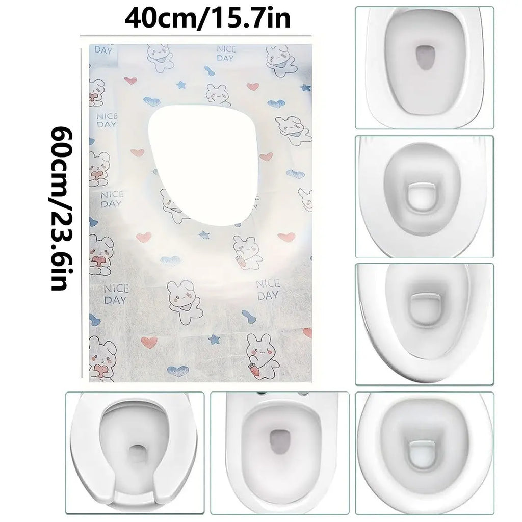 40 Pcs Disposable Toilet Seat Covers, Toilet Seat Protectors, Cute Bunny Heart Design, Portable, Lightweight, Individual Packaging, Longer Wider, Ideal for Public Restrooms, Bathroom, Travel, Airplanes
