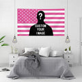 Custom Pink America Flag Personalized Design Your Image Funny Tapestry Wall Handing Music Tapestry for Bedroom College Dorm Decor Home Living Room Decorations Gift Hanging Photo fathersdaygifts Decorating Cloth Print