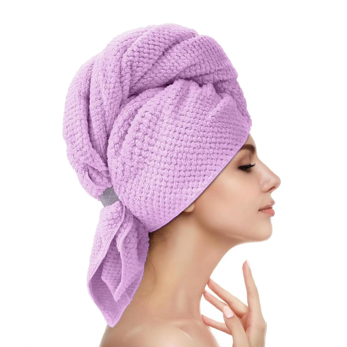 Hair Drying Towel, Plopping Towel Curly Hair, Solid-Colored Soft & Absorbent Microfiber Hair Wrap with Elastic Strap, Large Hair Turban Towel for Wet Hair, Travel Towels