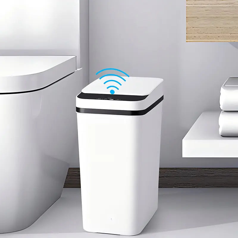 2.2 Gal Odor-Sealing Touchless Trash Can, ABS+PP Plastic Motion Sensor Smart Bin with Lid, Slim Waterproof Mini Can Bathroom Bins for Bedroom/Bath, Office