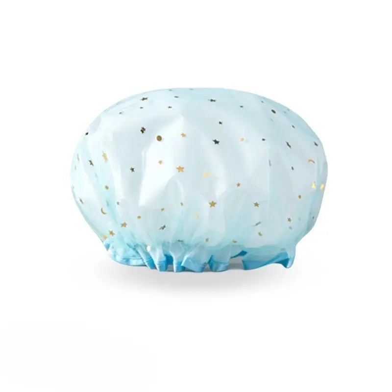 Women’s Double-Layer Waterproof Elastic Shower Cap, Reusable Eco-Friendly Bathroom Accessory, Lightweight Leak-Proof Hair Protection Head Cover, Multi-Purpose Accessory for Bathing, Facial Care, Accessories