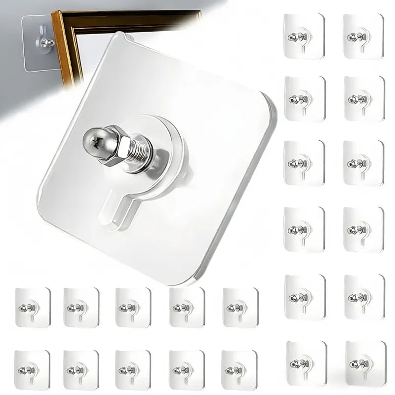 Heavy-Duty Self-Adhesive Wall Hooks Set with Strong Bonding Stickers - Smooth Nail-Free, Screw-Free Organiser for Picture/Chart Hanging, Apartment Accessories for Home Decoration