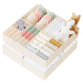 Criusia 10-Pack Plastic Foldable Square Drawer Organizer Bins - Compartmentalized Divided Compartments, Multi-Size Stackable Heavy Boards, Collapsible Storage Bins for Baby Clothes, Fold for Travel Clothes Organiser