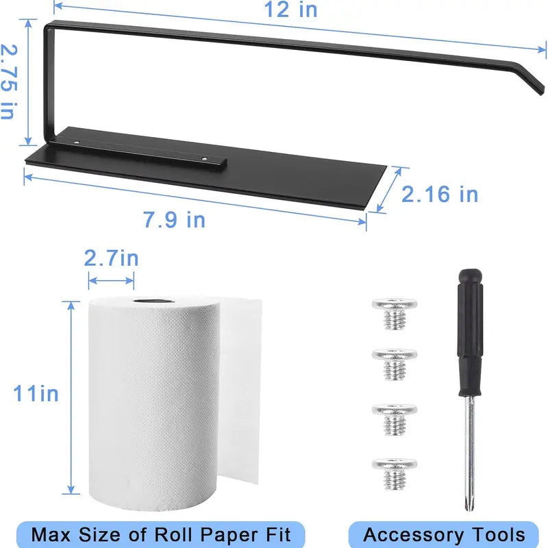 Paper Towel Holder, Magnetic Paper Towel Holder for Fridge, Toilet Paper Roll Holder Magnet Towel Rack Wall Mount Fridge Organizer for Paper Towels Rolls Bathroom Pantry RV Kitchen Storage