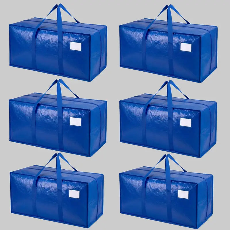 6-Pack of Extra-Large, Heavy-Duty Moving Bags—Waterproof storage bags with handles and zippers, foldable, ideal for college dorms and home storage. #TikTokShopBackToSchool